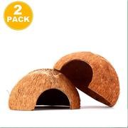 2 Paquetes ecológico Natural Coco Hut, espacioso Coco túnel, pet-safe arthropod de guarida, lagarto, araña y peces de acuario c