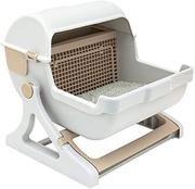 Le You Pet - Caja de arena semiautomática para gatos, color blanco y marrón