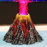 Adorno para acuario Uniclife de volcán con LED color rojo y salida de aire con burbujas