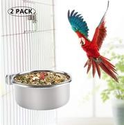 DoubleWood - 2 tazas de acero inoxidable para comida de mascotas y aves acuáticas, comedero de comedero para loro, guacamayo, p