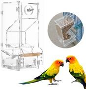 Bird Food Feeder, ventana de acrílico PET Pájaros semillas Food Feeder Jaula Juguete Tidy transparente