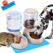 Alimentador automático para gatos y dispensador de agua en juego con alfombrilla de comida para mascotas para perros pequeños,