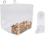 Kinekulle No Mess Bird Feeder for Cage with Hooks Small Comes with One Small Water/Feeder Dispenser