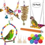 Anteer - 12 paquetes de juguetes para masticar loros y pájaros, para colgar pájaros, jaulas de juguete, apto para pequeños peri