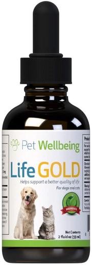 Suplemente Life Gold para perros y gatos de Pet Wellbeing, suplemento natural del cáncer para perros y gatos, 2 onzas