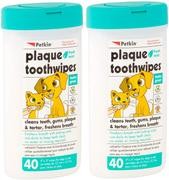 Petkin Placa toothwipes Menta Fresca 2 paquetes de toallitas 40 – Limpia los Dientes, las encías, placa & Tartar, refresca Brea