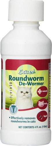 Desparasitante Excel Roundworm para gatos, 4 onzas, Negro/Gris