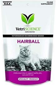 vetriscience laboratorios Hairball Digestivo Apoyo Hígado de Pollo Flavored 60 Chews suave para gatos