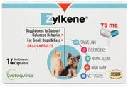 Vetoquinol Zylkene Behavior Support Capsules for Dogs & Cats, 75mg - Calming Natural Milk Protein Supplement - Help Pets Cope w