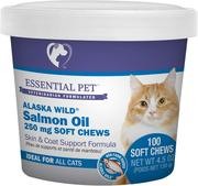 Essential Pet Products Alaska - Aceite de salmón silvestre suave masticable con ácidos grasos de Omega-3 natural para gatos